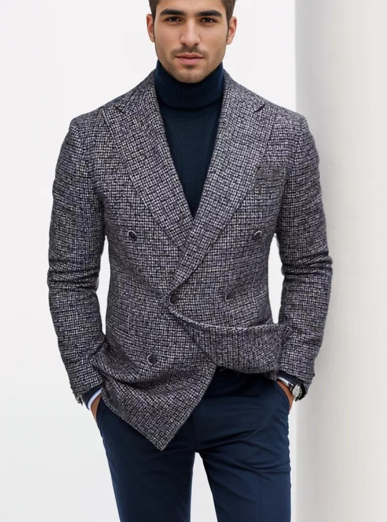 Herren Blazer Zweireihig Modern Hochwertig