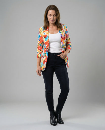Damen Blazer Elegant Floral Modern