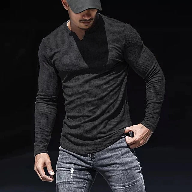 Herren Langarmshirt V-Ausschnitt Modern Style