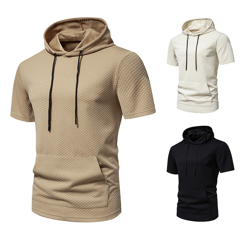 Herren Kapuzenpullover Kurzarm Struktur Design Modern - BerlinGlamour