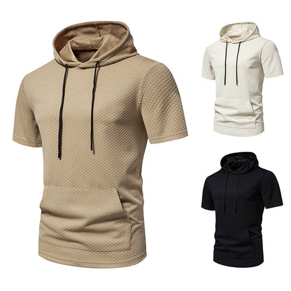 Herren Kapuzenpullover Kurzarm Struktur Design Modern - BerlinGlamour