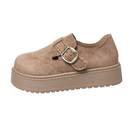 Damen Clogs mit Schnallenverschluss und dickem Plateau-Heel