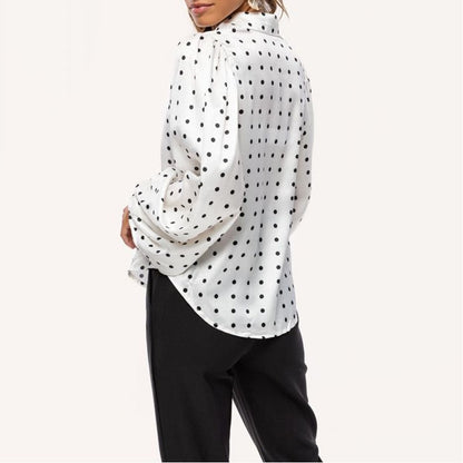 Damen Bluse Polka Dot Rundhals Ballonärmel Modern