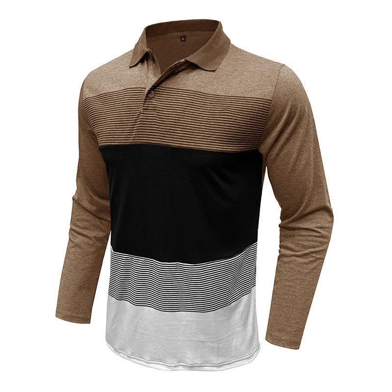 Herren Polo Langarm mit Streifenmuster Modern