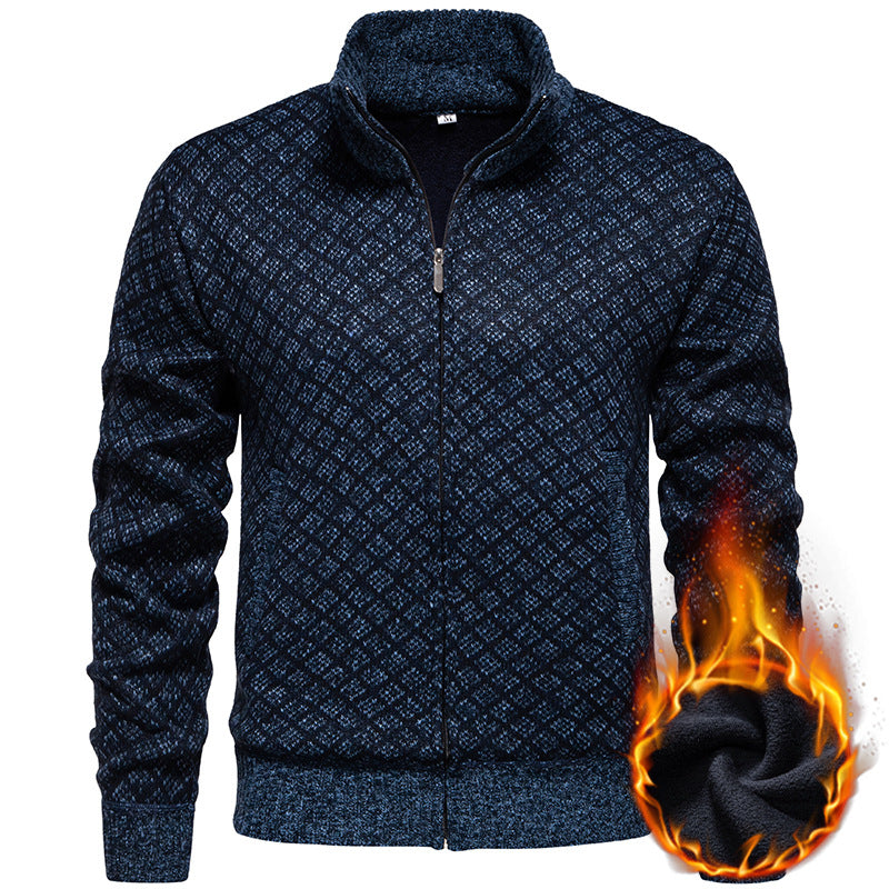 Herren Strickjacke Rautenmuster Modern Reißverschluss