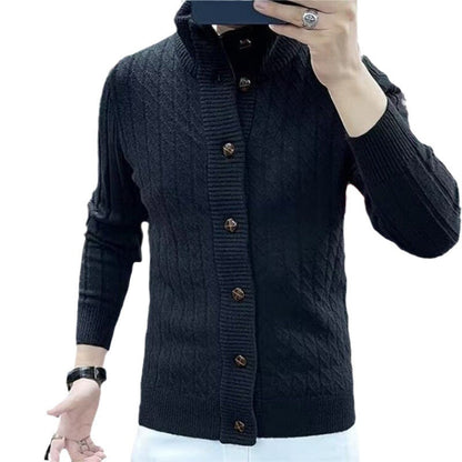 Herren Strickjacke Strukturiert Knopfleiste Modern