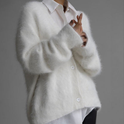 Damen Cardigan Kuschelig V-Ausschnitt Weich Warm