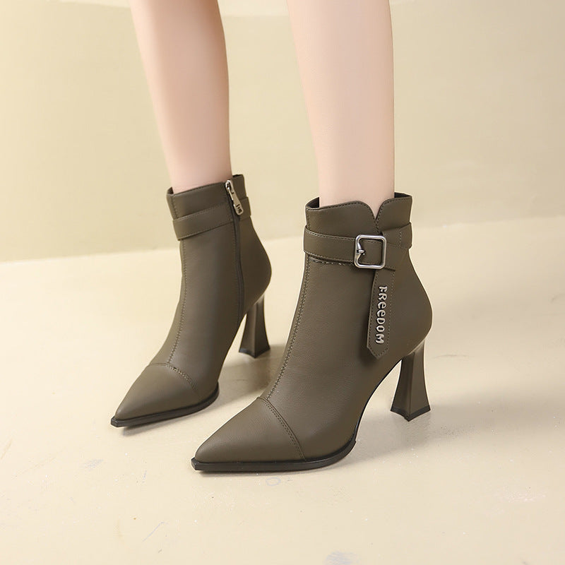 Damen Stiefeletten Hoch Hackenriemchen Schuhe Modern - BerlinGlamour