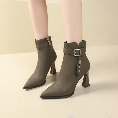 Damen Stiefeletten Hoch Hackenriemchen Schuhe Modern - BerlinGlamour