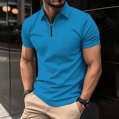 Herren Poloshirt Kurzarm Sportlich mit Reißverschluss