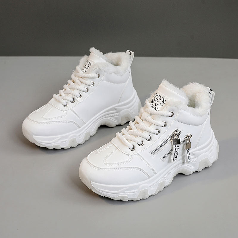 Damen Sneaker High-Top Gefüttert mit Reißverschluss Schwarz