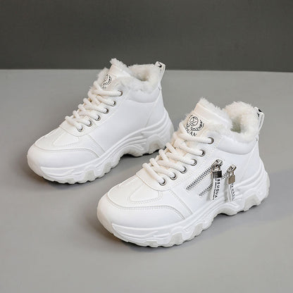 Damen Sneaker High-Top Gefüttert mit Reißverschluss Schwarz