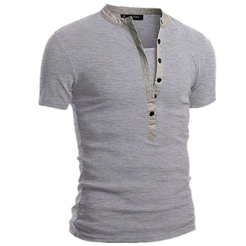 Herren Kurzarmshirt Modern mit Knöpfen und Steppkragen