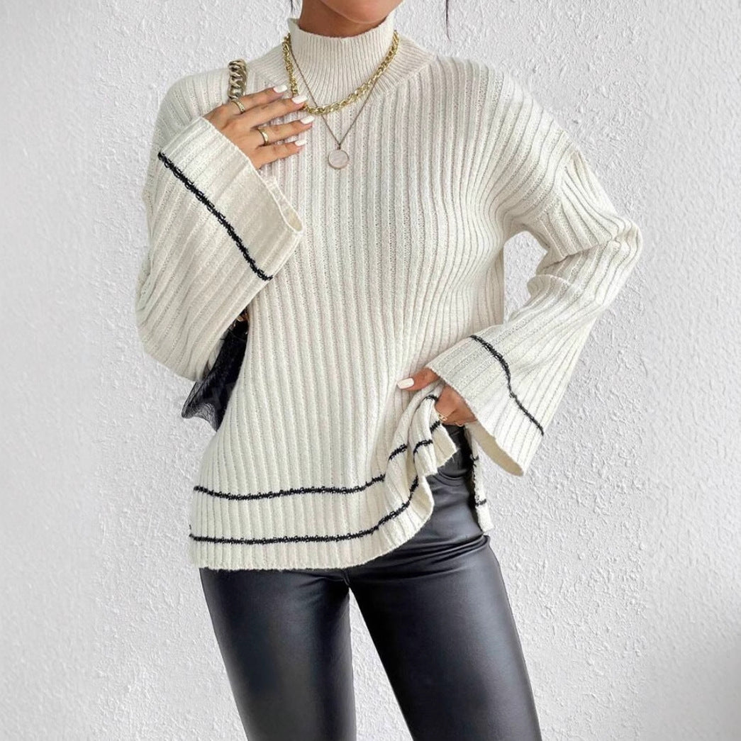 Damen Rollkragenpullover Gerippt Warm Winter - BerlinGlamour