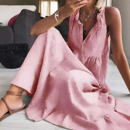 Frauen Maxikleid Romantisch Rüschen Lang