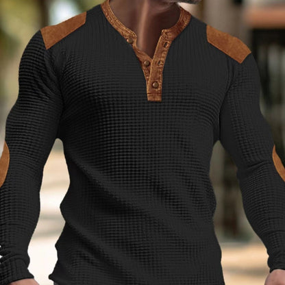 Herren Langarm-Shirt mit Struktur-Gewebe und Kontrast-Details