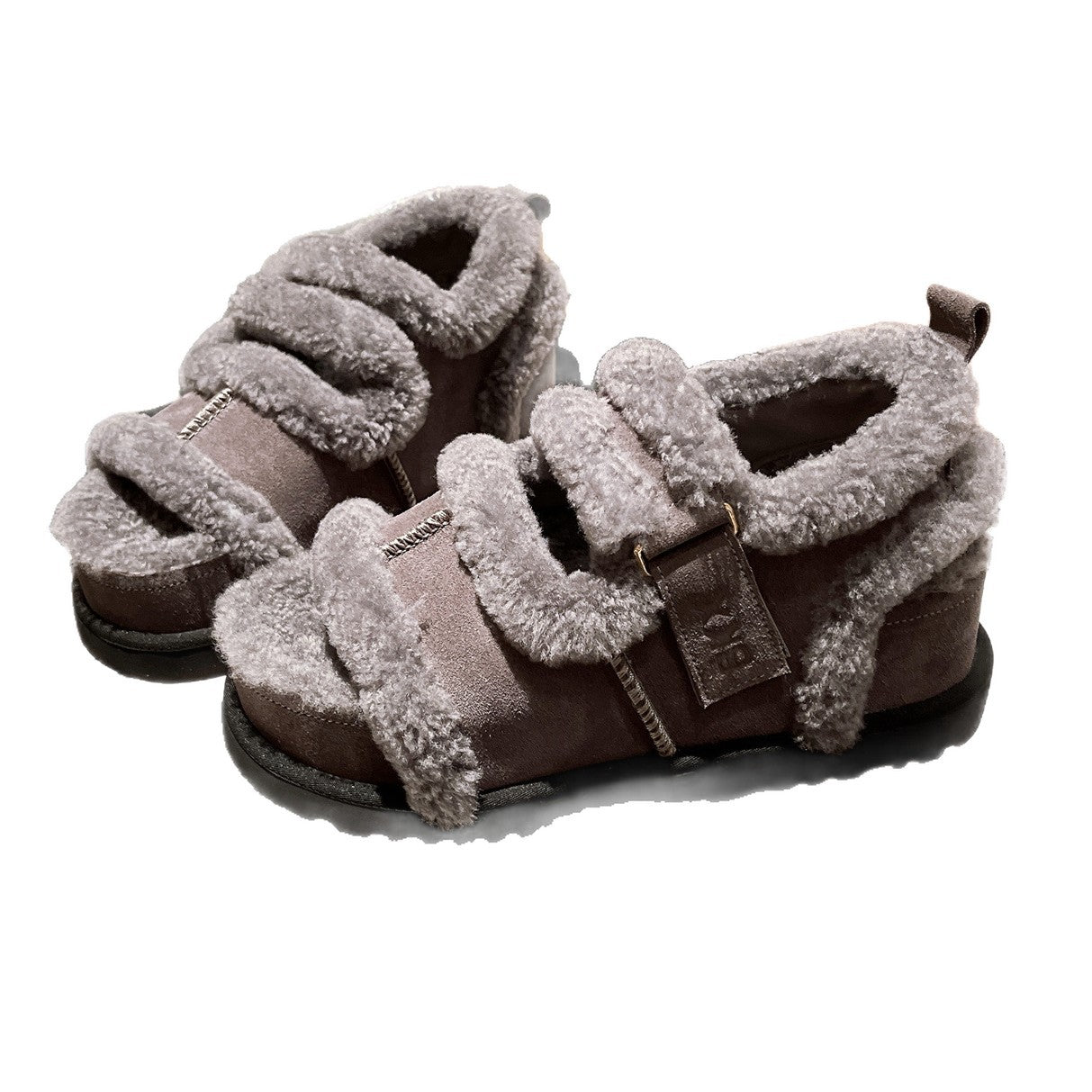 Damen Hausschuhe Flauschig Warm mit Verstellbarem Riemen