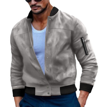 Herren Bomberjacke Reißverschluss Taschen Modern Schwarz