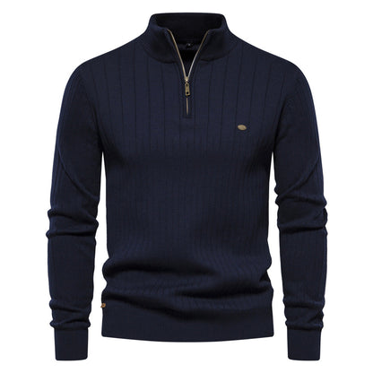 Herren Pullover Halbzipper Rippmuster Elegent Modern