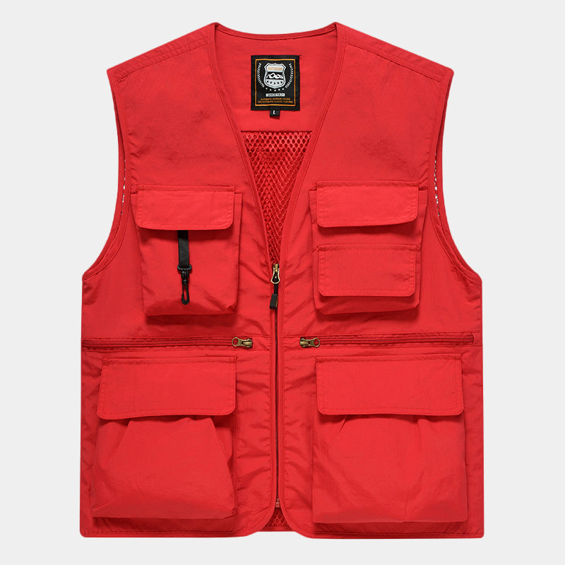 Herren Anglerweste Multifunktionsweste atmungsaktiv mit vielen Taschen