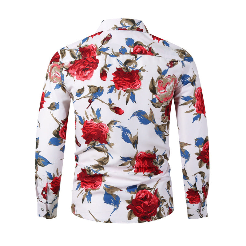 Herren Hemd Langarm Modern Floral Style