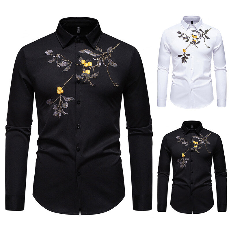 Elegantes Langarmhemd Herren Bestickt Modern Berlin - BerlinGlamour