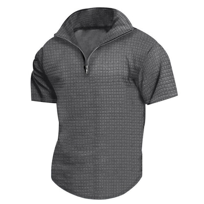 Herren Funktionsshirt Kurzarm Stehkragen Reißverschluss Sportlich