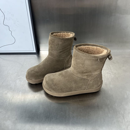 Damen Winterstiefel Weiches Wildleder Fleecegefüttert Warm