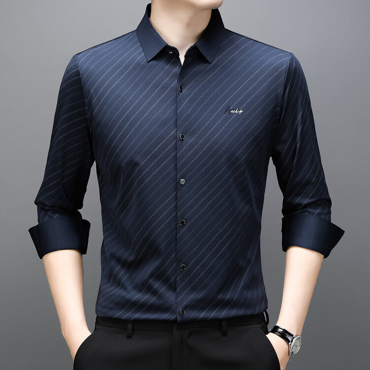 Herren Langarmhemd Modernes Streifenmuster Elegantes Design - BerlinGlamour