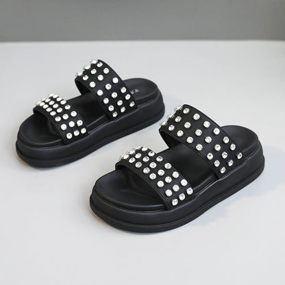 Damen Strandsandalen Glamourös mit Kristallsteinen