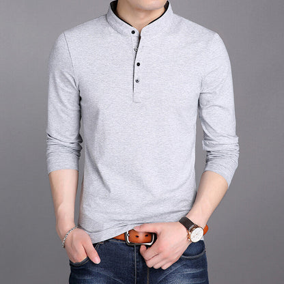 Herren Polohemd Langarm Modern Stehkragen Elegant - BerlinGlamour