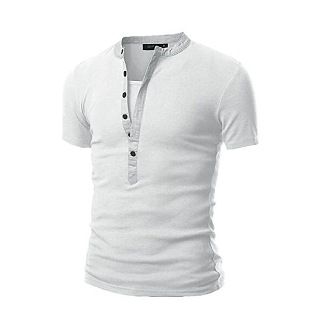 Herren Kurzarm-Shirt Modern mit Knöpfen Slim Fit