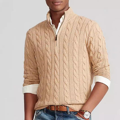 Herren Pullover Strick Elegант Stehkragen Reißverschluss