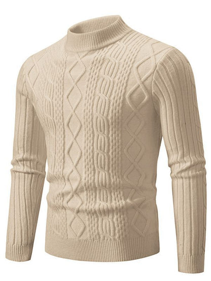 Herren Rollkragenpullover Strukturiert Rippmuster Modern