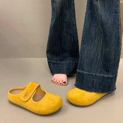 Damen Hausschuhe Klettverschluss Warm Bequem Frauen