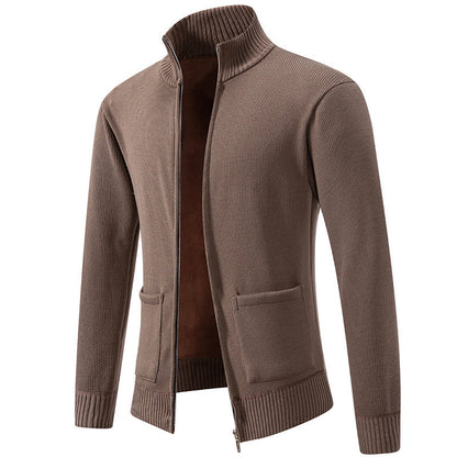 Herren Strickjacke Lässig mit Kragen und Taschen