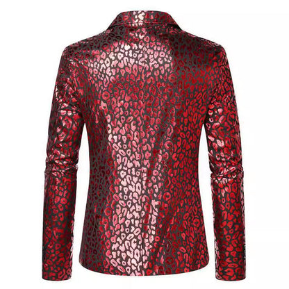 Herren Blazer Leopardenmuster Elegant Modern