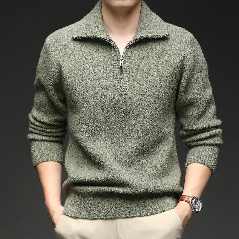 Herren Pullover Reißverschluss Kragen Warm