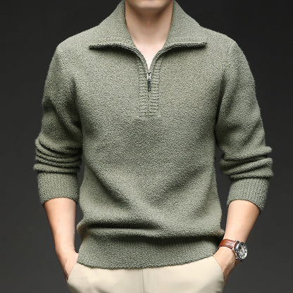 Herren Pullover Reißverschluss Kragen Warm