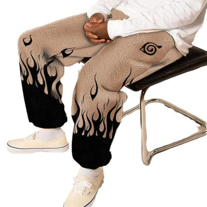 Lässige Herren Sweatpants Flammendruck Trendig Bequem