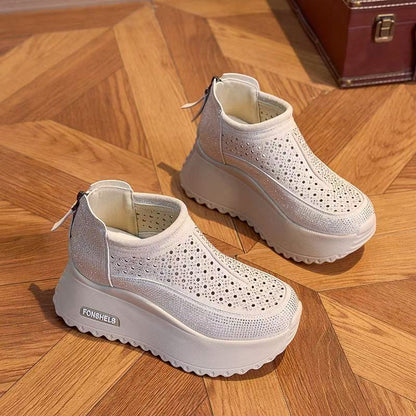 Damen Plateau Sneaker Atmungsaktiv Komfortabel Mode