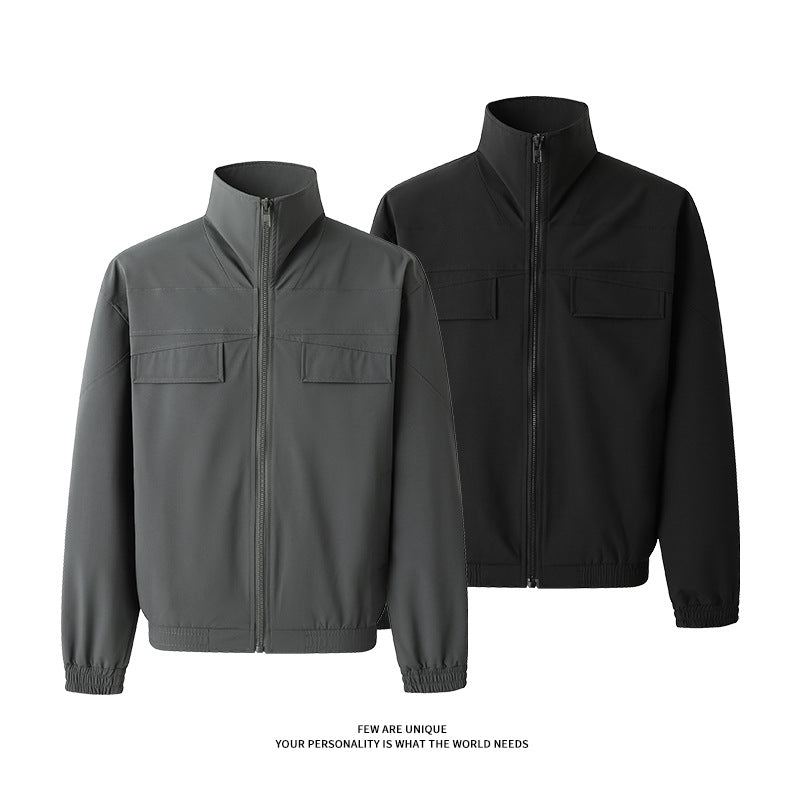 Herren Freizeitjacke mit Taschen und hohem Kragen Modern - BerlinGlamour