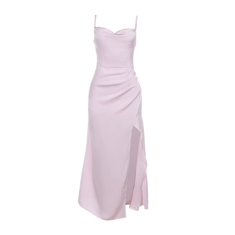 Damen Maxikleid Elegant Rüschen Design Hoch Schlitz Abendkleid