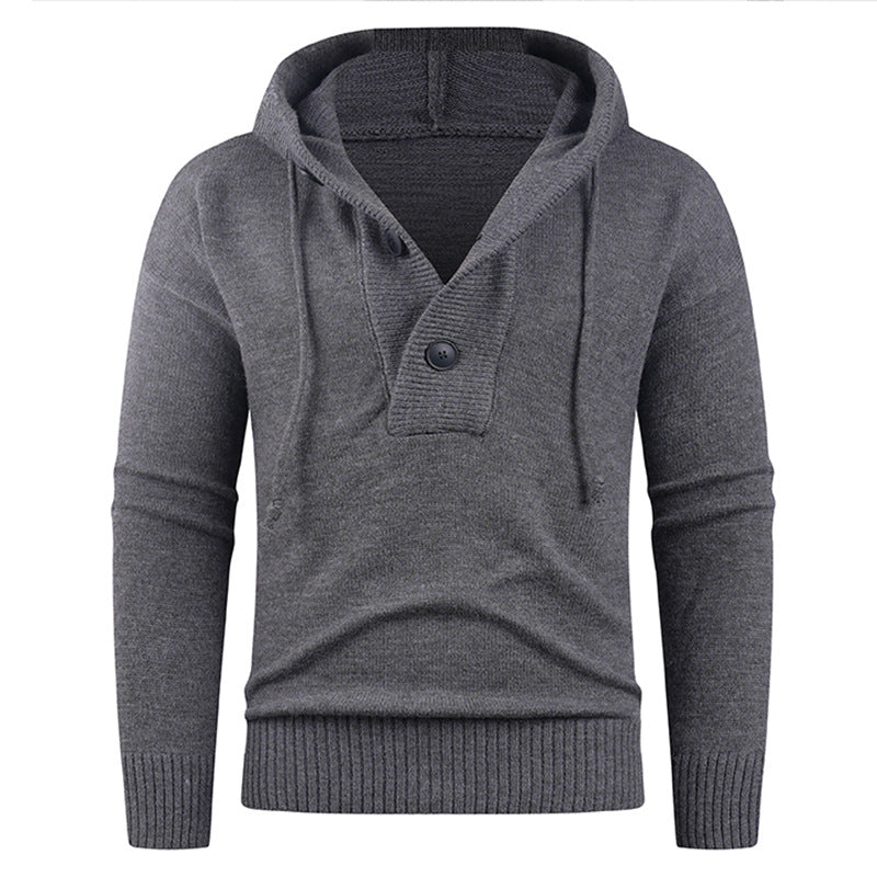Herren Pullover Modern mit hoher Kragen und Knöpfen