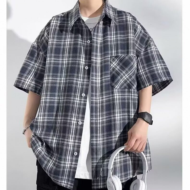 Herren Karobluse Lässig Modern Mit Brusttasche