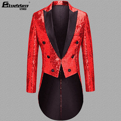 Herren Blazer Pailletten Elegant Revers Modern