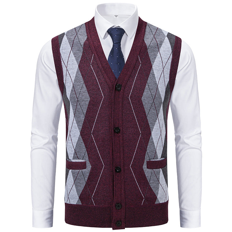 Herren Strickweste Classic Rautenmuster Elegante