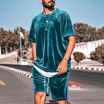 Herren Velours Set Freizeitmode Stylisch Bequem