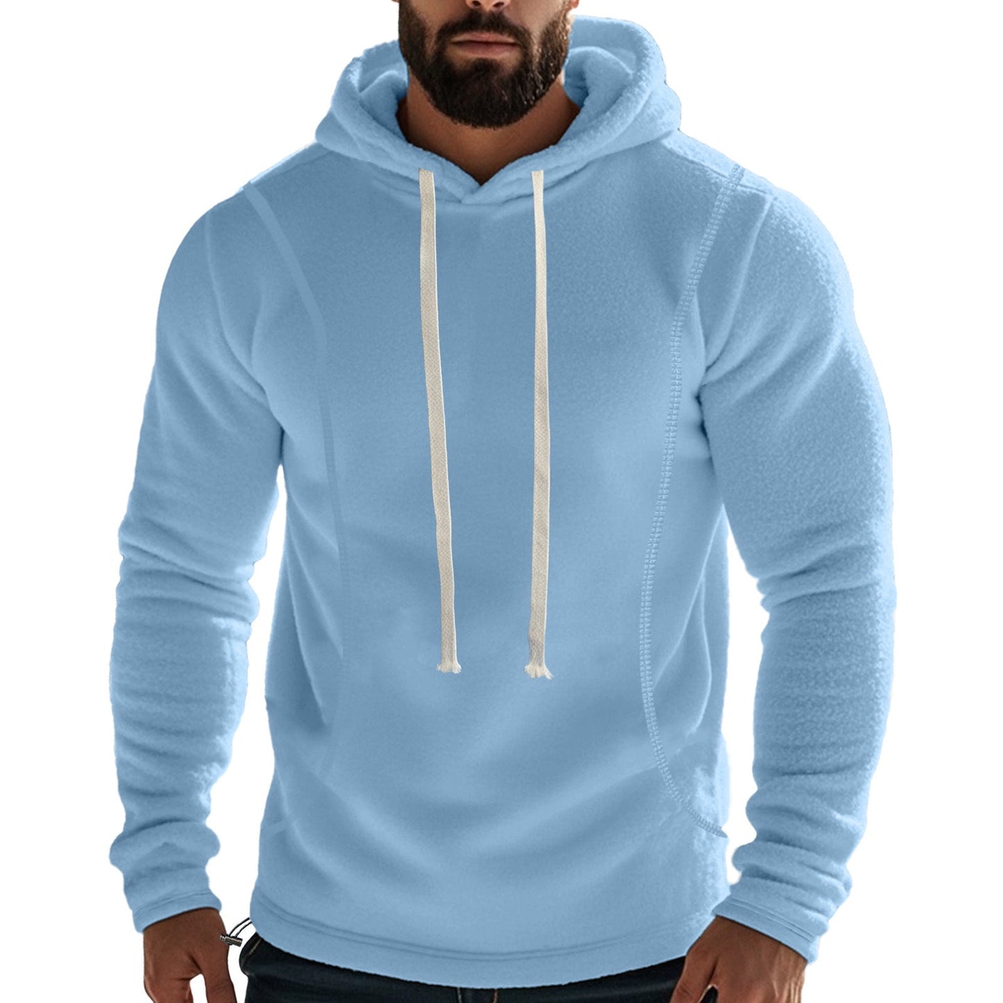 Herren Fleece Pullover Kapuzenjacke Mit Taschen Sportlich