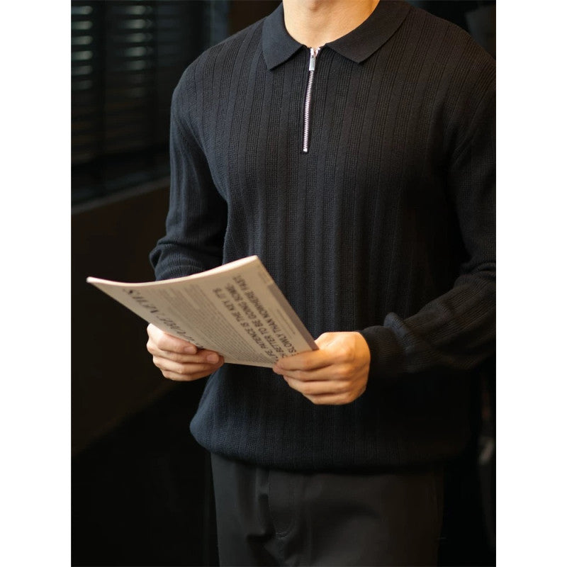 Herren Strickpullover Kragen Reißverschluss Modern